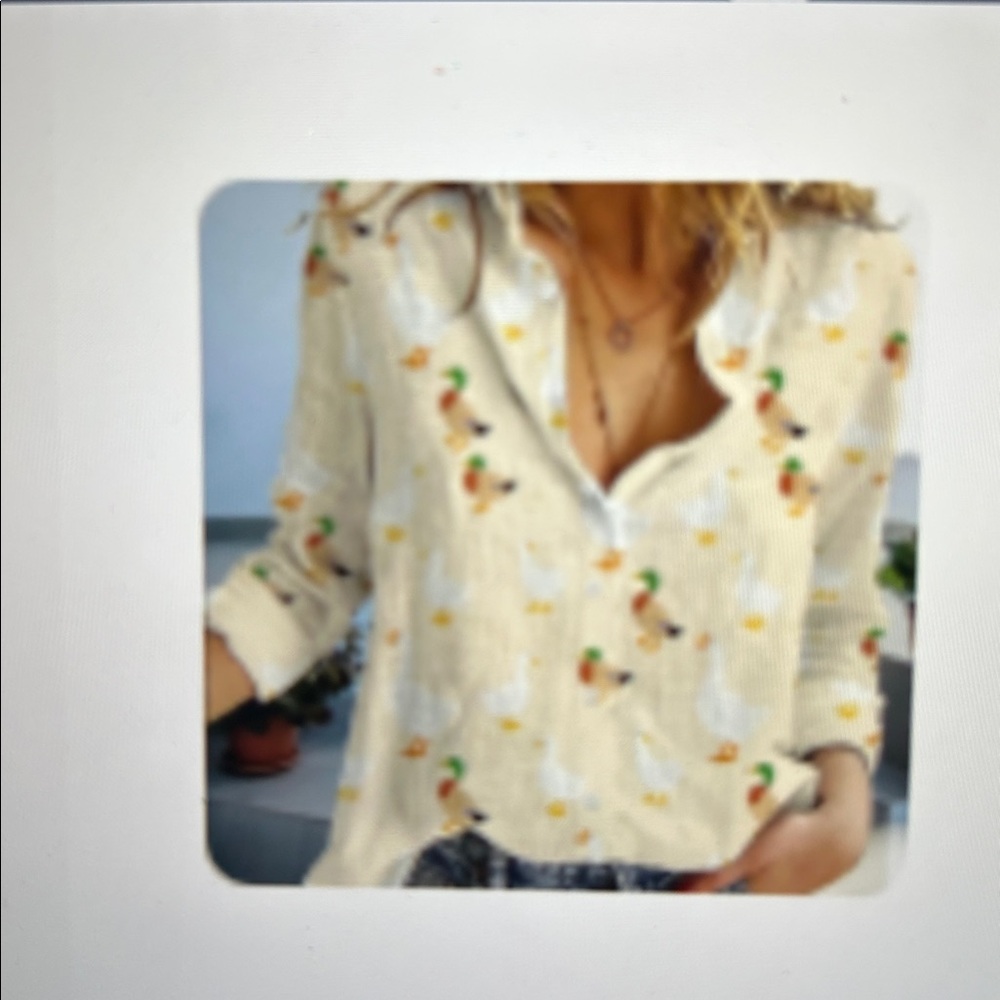 Duck Pattern Button up Blouse - Picture 4 of 11